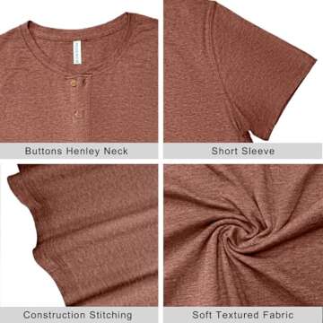 PEGENO Men's Casual Slim Fit Short Sleeve Henley T-Shirts Cotton Shirts VG-Orange-US L