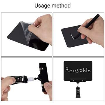 10 Pack Double Head Display Clips Rotating Reuse Sign Price Tag Merchandise Sign Display Clip Holder, SIYOMG Mini Plastic Chalkboard Sign with Clip for Business, Party, Office, Exhibition (Black)