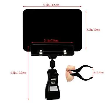 10 Pack Double Head Display Clips Rotating Reuse Sign Price Tag Merchandise Sign Display Clip Holder, SIYOMG Mini Plastic Chalkboard Sign with Clip for Business, Party, Office, Exhibition (Black)