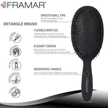 Framar Detangling Curly Hair Brush – No More Tangles Hairbrush – Elegant Detangler brush, Hair b...
