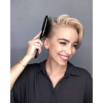 Framar Detangling Curly Hair Brush – No More Tangles Hairbrush – Elegant Detangler brush, Hair brushes for women, Mens Hair Brush, Hair Detangle Brush, Hair Accessories For Women (Black)