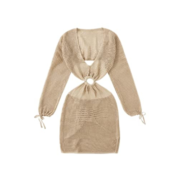 MakeMeChic Women's Crochet Cover Up for Beach Style