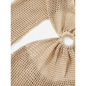 MakeMeChic Women's Crochet Cover Up for Beach Style