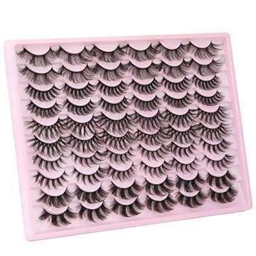ALPHONSE Lashes Fluffy Volume False Eyelashes in Bulk Faux Mink Russian Strip Fake Eye Lashes 30 Pairs Pack