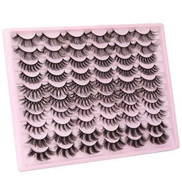 ALPHONSE Lashes Fluffy Volume False Eyelashes in Bulk Faux Mink Russian Strip Fake Eye Lashes 30 Pairs Pack