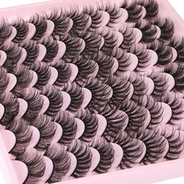 ALPHONSE Lashes Fluffy Volume False Eyelashes in Bulk Faux Mink Russian Strip Fake Eye Lashes 30 Pairs Pack