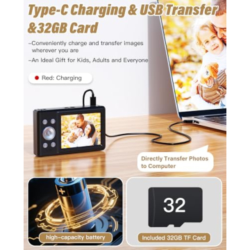 2025 Kids Digital Camera 56MP FHD Video Portable Gift