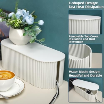 2 Pcs Cable Management Box Cord Hider Box Cord Organizer with 46 Pcs Cable Management Kit, Wire Box for Power Strips, Surge Protectors, Desk, TV Computer Wires, Home Office (White)