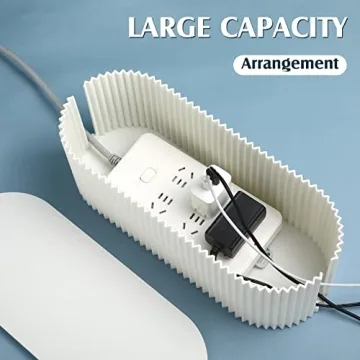 2 Pcs Cable Management Box Cord Hider Box Cord Organizer with 46 Pcs Cable Management Kit, Wire Box for Power Strips, Surge Protectors, Desk, TV Computer Wires, Home Office (White)