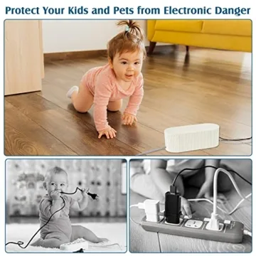 2 Pcs Cable Management Box Cord Hider Box Cord Organizer with 46 Pcs Cable Management Kit, Wire Box for Power Strips, Surge Protectors, Desk, TV Computer Wires, Home Office (White)