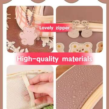 ORTROLA Double Layer Stationery Organizer Box Cute Bear Big Size Pencil Case with Compartment Office Supply Organizer Stationery Box Best Birthday Present (Brown Bear)