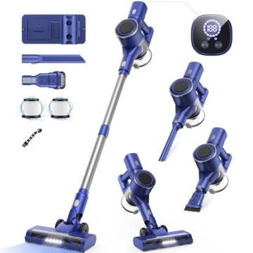 Cordless Vacuum Cleaner, Stick Vacuum Cleaners with 28KPA Powerful Suction, Anti-Tangle Handheld Vac...