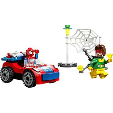 LEGO Marvel Spider-Man's Car and Doc Ock Building Set, Spidey and His Amazing Friends Buildable Toy for Kids 4 Plus Years Old with Glow in The Dark Pieces, 10789