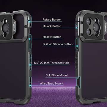 SmallRig Video Rig Cage for iPhone 14 Pro Max with Dual Cold Shoes, Aluminum Mobile Phone Cage, Smar...