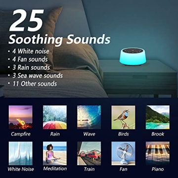 Color Noise Sound Machine with Night Light and Soothing Sounds
