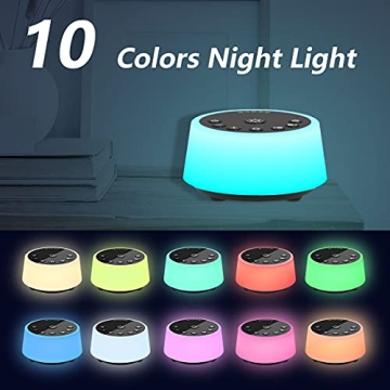 Color Noise Sound Machine with Night Light and Soothing Sounds
