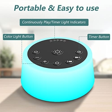 Color Noise Sound Machine with Night Light and Soothing Sounds