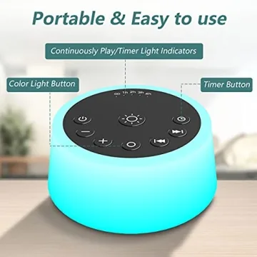Color Noise Sound Machine with Night Light and Soothing Sounds