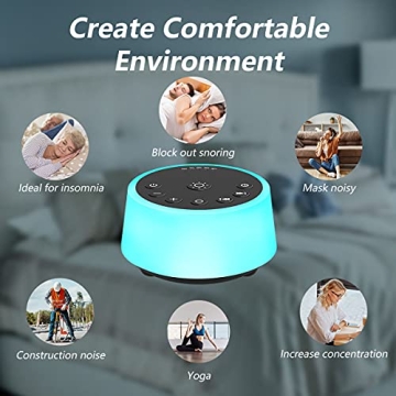 Color Noise Sound Machine with Night Light and Soothing Sounds