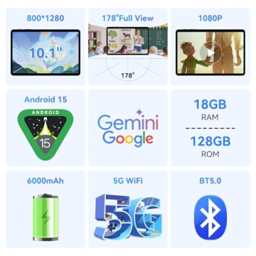 Android 15 T80 Tablet - 10 Inch, 18GB RAM, Keyboard & Stylus, Perfect for Study & Entertainment