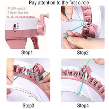 Sentro Knitting Machine, 48 Needles Knitting Loom Machine with Row Counter, Knitting Board Rotating Double Knit Loom Machine Kit