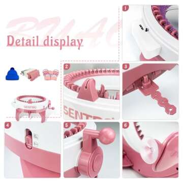 Sentro Knitting Machine, 48 Needles Knitting Loom Machine with Row Counter, Knitting Board Rotating Double Knit Loom Machine Kit