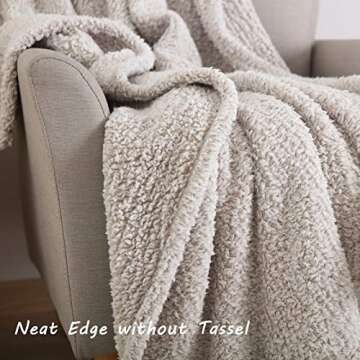 Ultra Soft Cozy Sherpa Throw Blanket, 2 Tones Ombre Light Brown Pattern Reversible, Light Weight War...