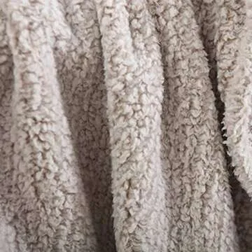 Ultra Soft Cozy Sherpa Throw Blanket, 2 Tones Ombre Light Brown Pattern Reversible, Light Weight Warm Decorative Boho Style Throw Blanket Cover for Sofa, Couch, Bedroom,Travel, 60”x80”