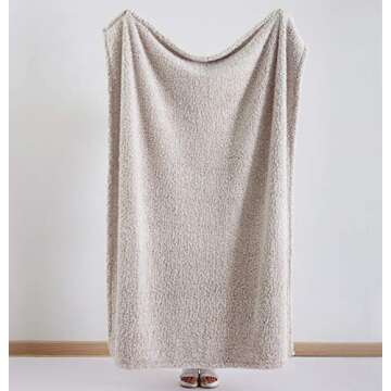 Ultra Soft Cozy Sherpa Throw Blanket, 2 Tones Ombre Light Brown Pattern Reversible, Light Weight Warm Decorative Boho Style Throw Blanket Cover for Sofa, Couch, Bedroom,Travel, 60”x80”