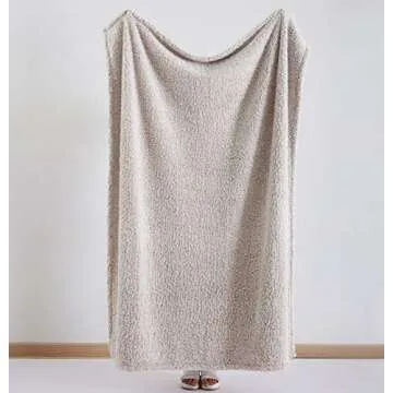 Ultra Soft Cozy Sherpa Throw Blanket, 2 Tones Ombre Light Brown Pattern Reversible, Light Weight Warm Decorative Boho Style Throw Blanket Cover for Sofa, Couch, Bedroom,Travel, 60”x80”