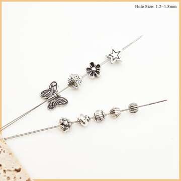 INSPIRELLE 375 Pieces Metal Alloy Spacer Beads Antique Silver Flower Butterfly Star Shaped Loose Beads for Jewelry Making and Crafting