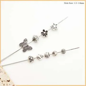 INSPIRELLE 375 Pieces Metal Alloy Spacer Beads Antique Silver Flower Butterfly Star Shaped Loose Beads for Jewelry Making and Crafting
