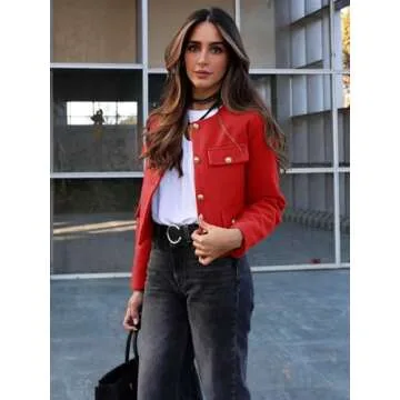 Cicy Bell Women's Cropped Tweed Blazer for Elegant Style