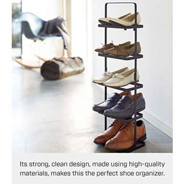 Yamazaki Home Tall Steel Shoe Rack for Stylish Storage