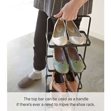 Yamazaki Home Tall Steel Shoe Rack for Stylish Storage