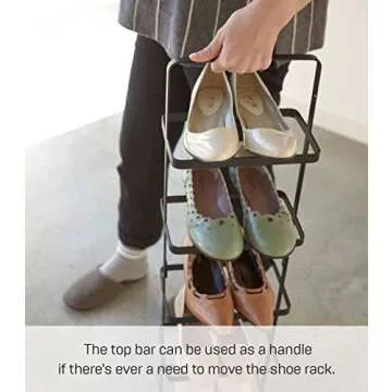 Yamazaki Home Tall Steel Shoe Rack for Stylish Storage