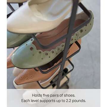 Yamazaki Home Tall Steel Shoe Rack for Stylish Storage