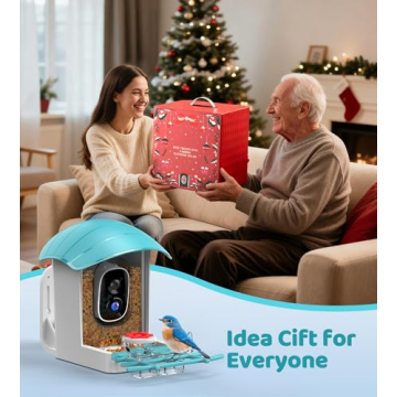 Bird Feeder with Camera Solar Powered: Smart Bird Feeders for Outdoors Garden with AI Identify Auto ...