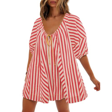 SENSERISE Womens Oversized Striped Romper for Summer Style