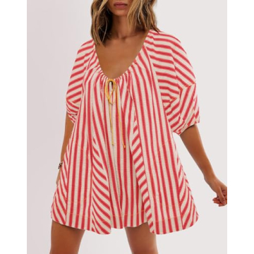 SENSERISE Womens Oversized Striped Romper for Summer Style