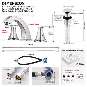 Stylish PARLOS Widespread Bathroom Faucet in Brushed Nickel
