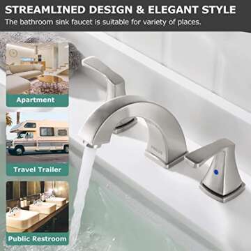 Stylish PARLOS Widespread Bathroom Faucet in Brushed Nickel