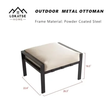 Stylish LOKATSE HOME Outdoor Ottoman with Cushioned Comfort