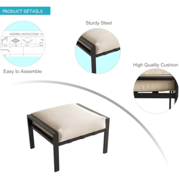 Stylish LOKATSE HOME Outdoor Ottoman with Cushioned Comfort