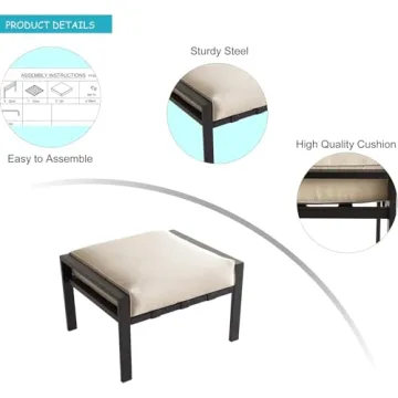 Stylish LOKATSE HOME Outdoor Ottoman with Cushioned Comfort