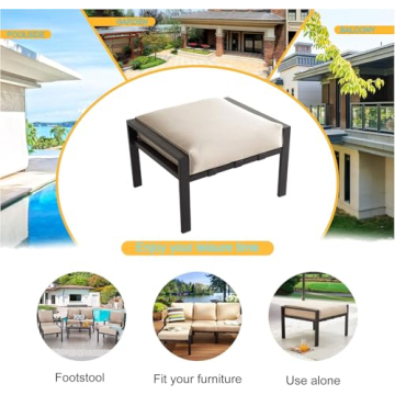 Stylish LOKATSE HOME Outdoor Ottoman with Cushioned Comfort