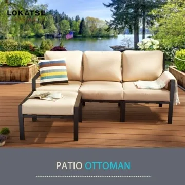 Stylish LOKATSE HOME Outdoor Ottoman with Cushioned Comfort