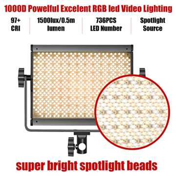 GVM RGB LED Video Light, 800D Studio Light with APP Control Lighting Kit Photography Light 1 Pack with 8 Kinds Scene Lights, 3200-5600K CRI 97 LED Panel Light for YouTube Studio, Video, Portrait