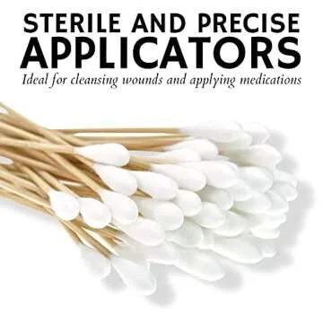 200 Sterile Cotton Tipped Applicators 6’’ - Long 6 inch Wooden Medical Cotton Tip Applicator Swabsticks with Shaft and Soft Swabs for Location Application, Cleaning, Crafts and More