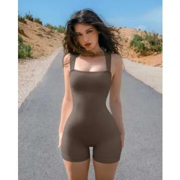OQQ Women Yoga Stretch Strappy Sleeveless Romper